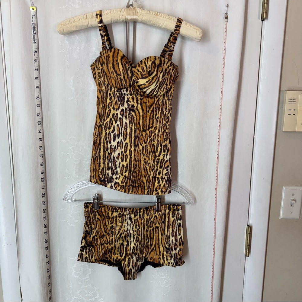 La Perla Leopard Print Silk Camisole & Shorts Set - Brown/Black